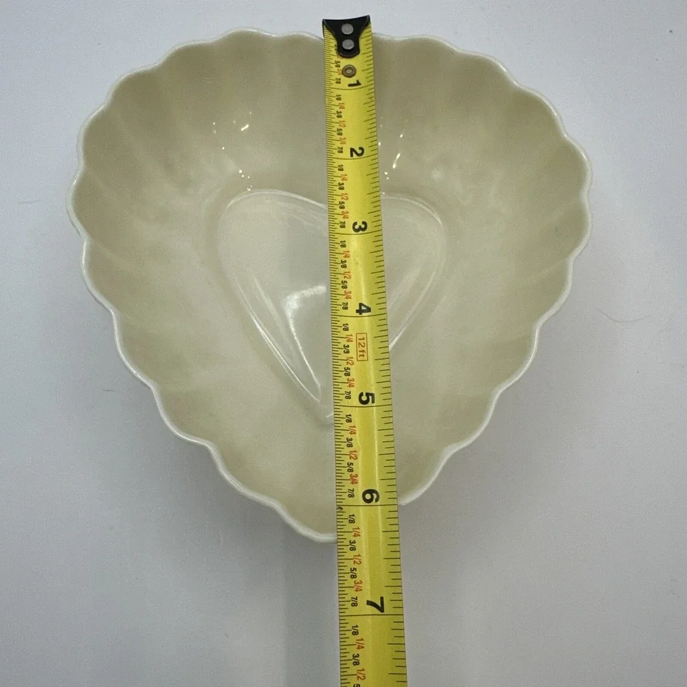 Irish Belleek Sweet Heart Shaped Candy Dish, Lustre Yellow 6.5